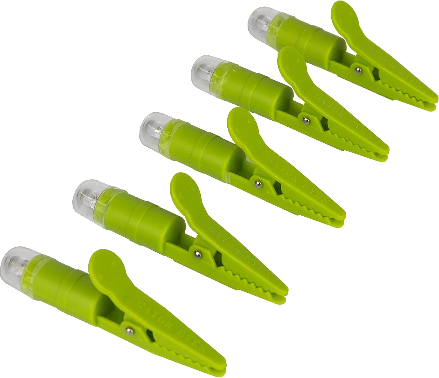 Five loose Gator Eyes mini magnetic LED lights